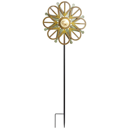 Solar-Powered Copper Patina Wind Spinner