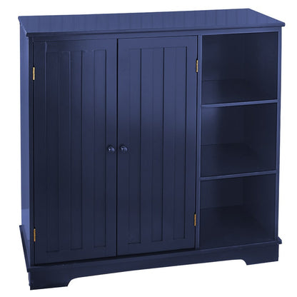 Beadboard Storage Cabinet with 3 Shelves and Cupboard