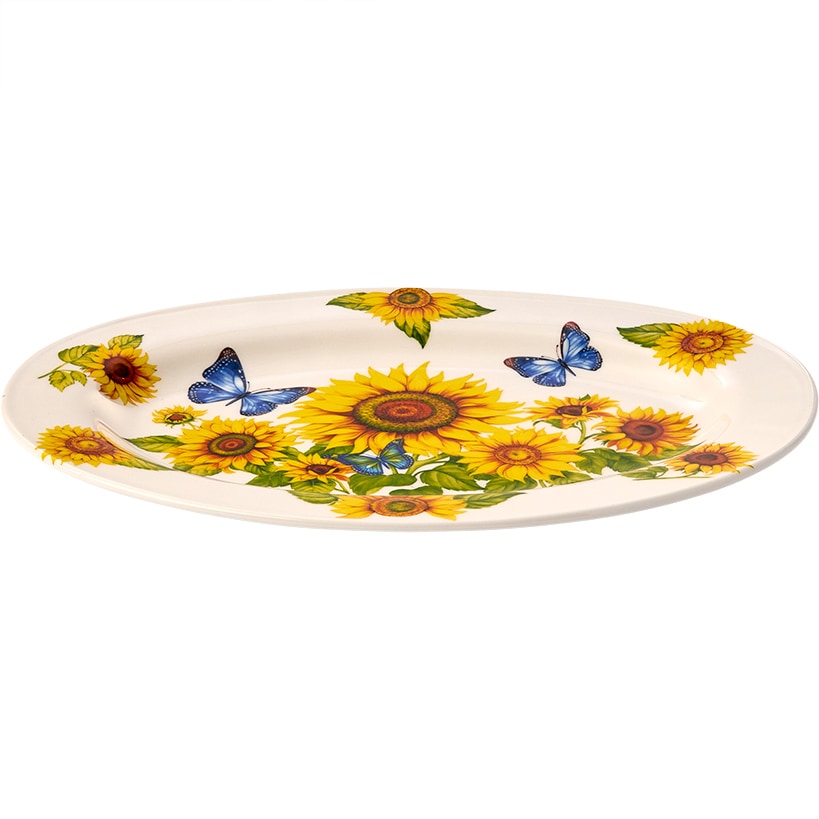 Sunflower and Butterfly 13" Ceramic Serving Platter