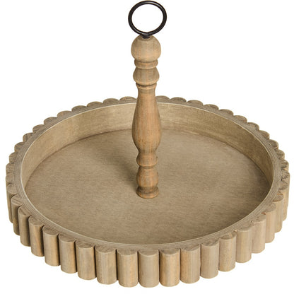 Round Rustic Wood Serving Tray