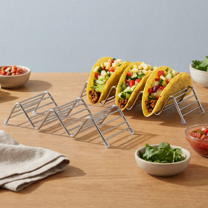 Taco Holder Stand Stainless Steel Set of 2