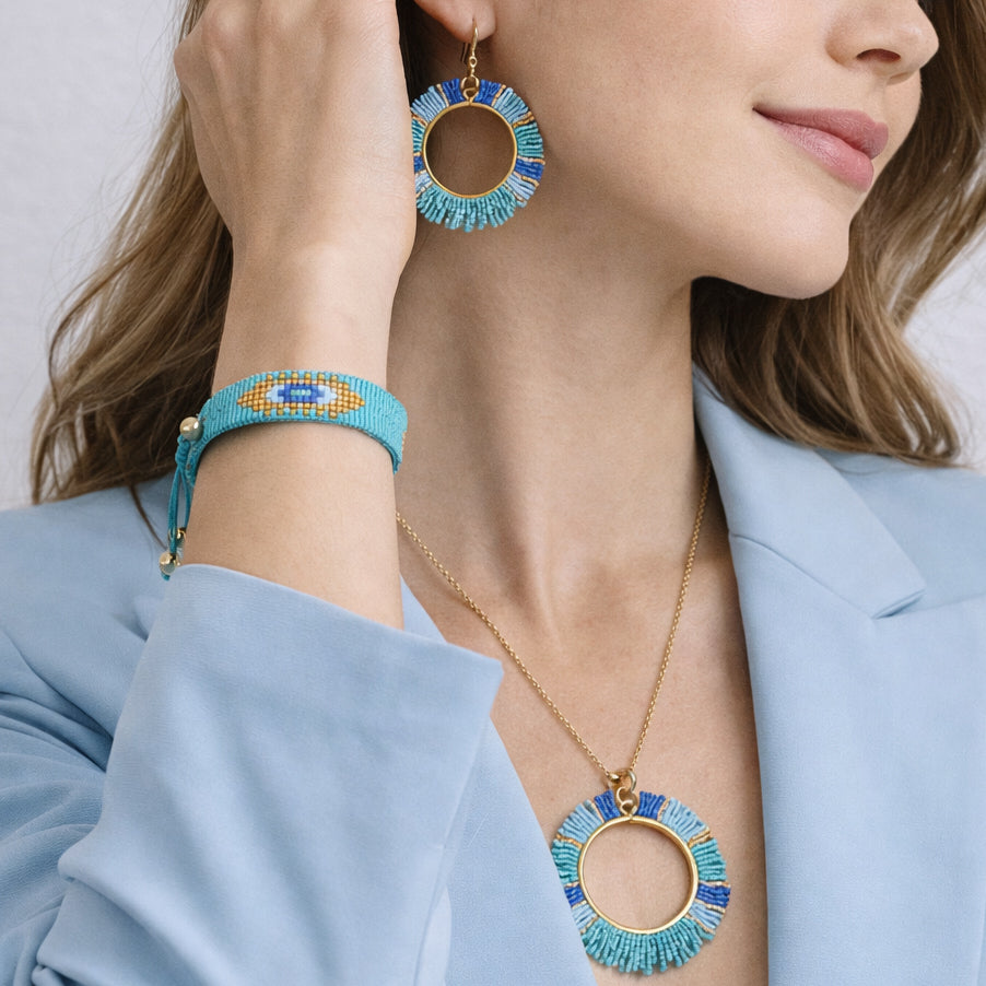 Turquoise Fringe Beaded Jewelry