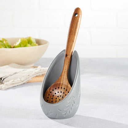 Embossed Kitchen Upright Spoon Rest Decorative Utensil Holder