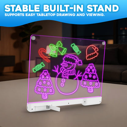Contixo WB1 16" LED Glow Drawing Board for Kids with 12 Neon Pens