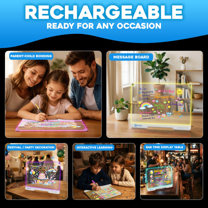 Contixo WB1 16" LED Glow Drawing Board for Kids with 12 Neon Pens