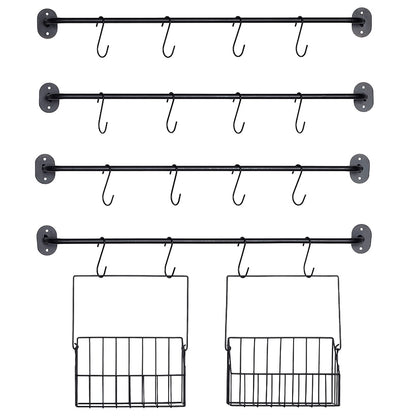 Wall-Mounted 4-Tier Coffee Mug Rack with Baskets