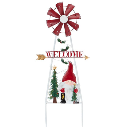Solar Holiday Windmill Garden Stake Gnome