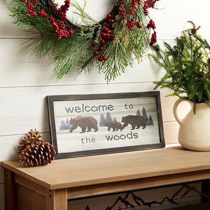 Woodland Welcome Sign Wall Art - Cabin, Lake or Woods