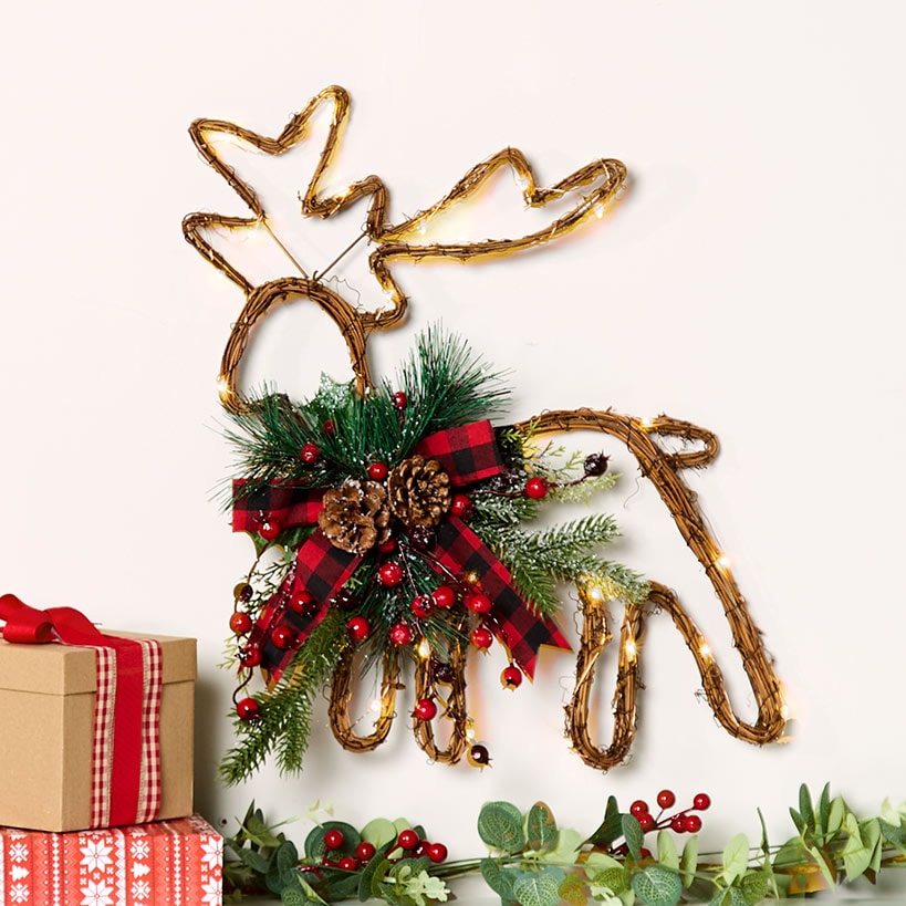 Woven Lighted Holiday Wall Hanging Christmas Decor