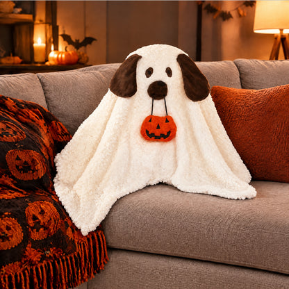 Howl-o-Ween Ghost Dog Halloween Decorative Pillow
