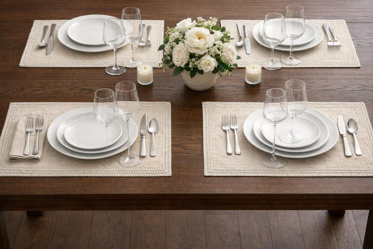 Homewear Linen Hemstitch Border Set of 4 Placemats 13" x 19"